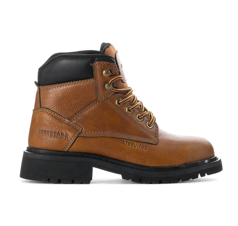 Euro Star Cascade Steel Toe Work Boot In Brown Women's Size 6M New In Box